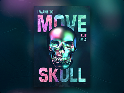Skull Poster 3d 3d model art branding design illustration neon poster skull