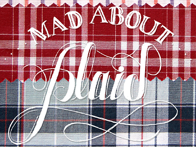 Mad about plaid chalk fabric hand drawn lettering plaid type