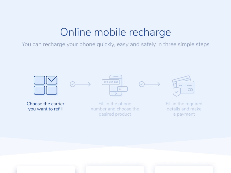 Progress steps icons design mobile online progress indicator recharge steps uidesign web design