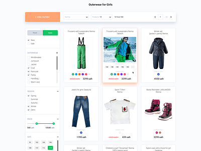 Product category page design for kids clothing shop 🛒 clothing colors ecommerce filters kids kyiv pagination product card products page shop sorting store ui ui design ui ux design ukraine ux