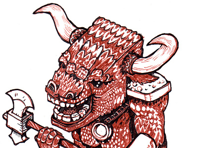 Mighty Minotaur! axe bull drawing greek horns illustration isometric minotaur monster myth pattern