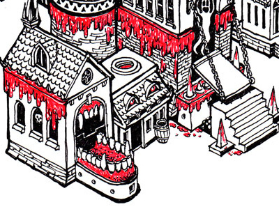 Haunted Houses 2 architecture blood building drawing ghost gore halloween haunted house ink isometric rat scary