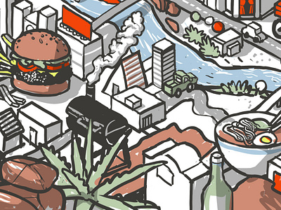 Foods scene mural - crop 1 Smoker