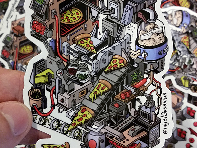 Pizza machine Sticker auto color complex digital dough food isometric machine mix pepperoni pizza sticker