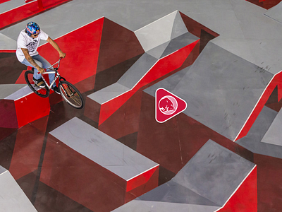 Redbull- giant anamorphic painting bike isometric marble madness mural paint ride style tricks urban video video games