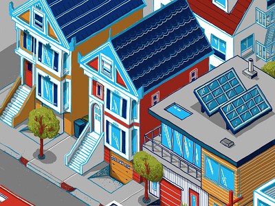 Homes 2 architecture building city color digital drawing isometric san francisco tree wacom