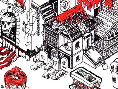 Mega Haunted House : CONTEST art blood cartoon drawing grave house illustration isometric