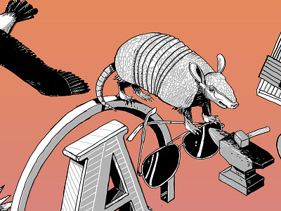 Alphabet Compendium - A 2 a abc alphabet anvil arch armadillo aviators book drawing illustration