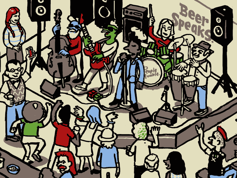Lagunitas Brewing Waldos' Poster - Band Gif 420 animation band beer brewery drawing drink illustration isometric music seek and find wimmelbild