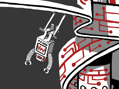 Trapeze Robot circus comp computer drawing illustration los angeles mural robot sketch technology