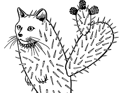 Purrkly Pear Catctus cactus cat catctus drawing illustration pun spike