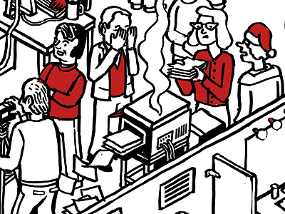 Holiday Office - crop 2 computer drawing illustration isometric jukebox people seek and find tech wimmelbilder