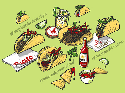 Taco Mural Sketch drawing food hashtag illustration isometric mural painting redtail sacramento salsa sketch taco