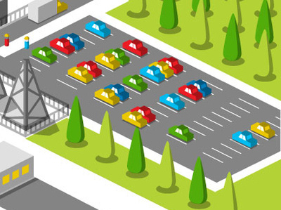 Parking lot cars color digital digital illustration drawing illustration isometric power