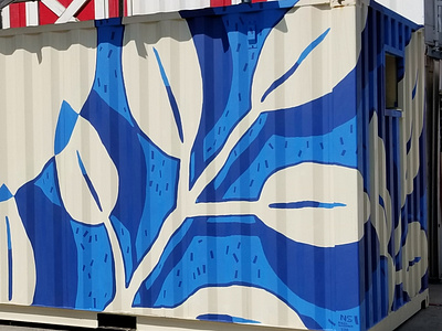 Leaf Shipping Container Mural box branding farm hand painted layout leaf mural painting shipping container