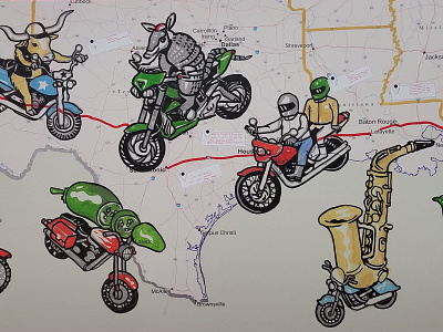 Motorcycles live mural - crop 3 art bike color drawing free hand hand painted illustration isometric map motorcycle mural painting saxophone