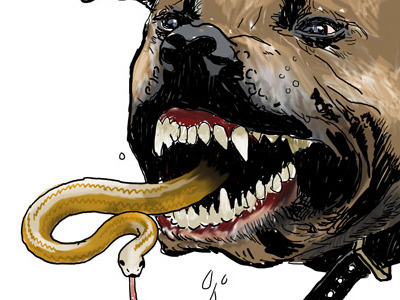 Pit Vicious digital drawing illustration pitbull snake