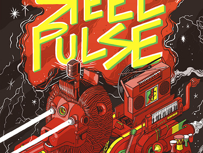 Steel Pulse Poster berkeley california color concert digital drawing gig poster illustration isometric line machine music music art poster reggae wacom