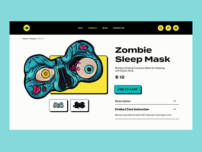 Zombie Sleep Mask • e-commerce, product cart design graphic design ui ux