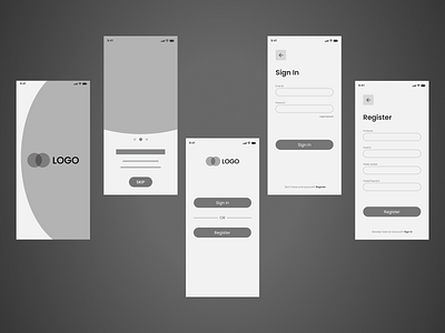 Login Wireframe Screens branding design figma logo mobile app design mobile screens ui uiux uiux design