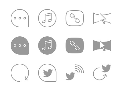 Navigation icons blog comment duration flat follow glyph icon inspiration link music outline share