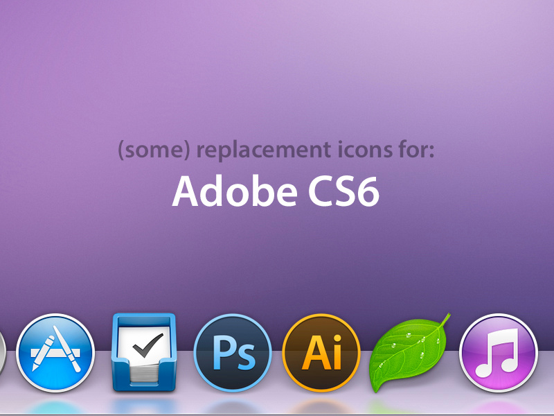 Icons for Adobe CS6 cs6 after effects audition bridge dreamweaver encore fireworks flash illustrator indesign photoshop prelude premiere icons replacement