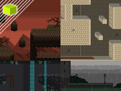 Pixel Tilesets (32x32 | Sideview) environment game illustration pixel side sidescroll sideview tiles tileset