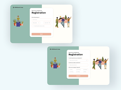 Registration form for a camp design desktop design form registration form ui ui design web design