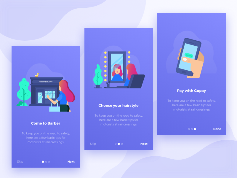 Title : Barberose - Hairdressers apps trends salon purple modern page landing landingpage ios beauty apps android illustration