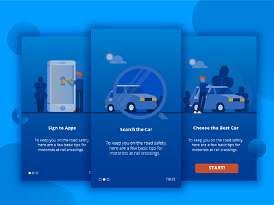 Rentocar Onboarding Illustration app booking car character homepage illustration material design onboarding rent ui web website