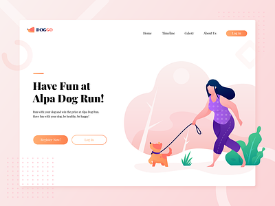 Hero Header Alpa Dog Run dog event illustration landing page noansa purple running uiux vector web website workout