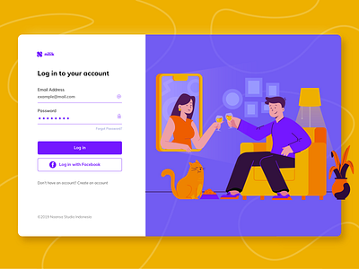 Nilik - Dating Site Login Page Exploration apps character cocktail dating dating website drinking gent illustration ladies login login page noansa peoples purple ui uiux vector web website yellow