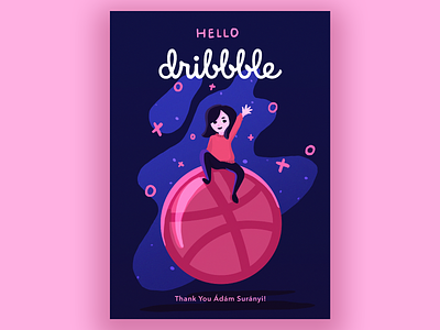 Hello Dribbble! debut debut shot design hello hello dribbble illustration indigo pink