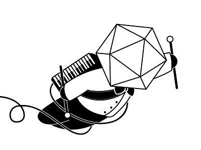 Universe Awaits digital art icosahedron keytar mural music vector art