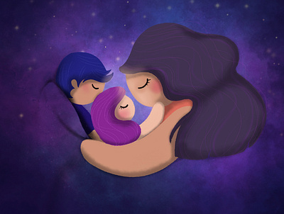 Love Over Fear digital art family illustration kids mamalove midnightdoodle midnightdoodles motherhood