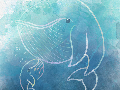 Mother's Day, Whales digital art illustration midnightdoodles mothersday watercolor whales
