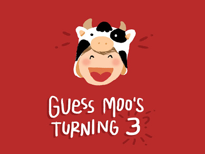 Guess Moo's Turning 3 - Bday invite bday birthday birthday party cow illustration invitation invite moo western