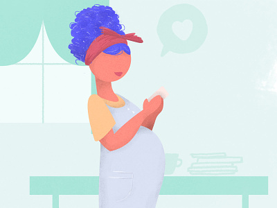 Pregnant Lady with Cool Hair caregiver digital art illustration nanny poppy pregnancy