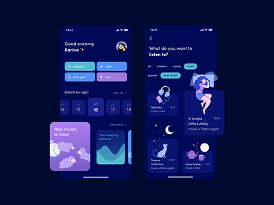Sleepyhead – an app for good sleeping habits – 2 app design illustration ux