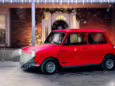 Mini Cooper Retro Car christmas cinemagraph minicooper pinup retouch retro design