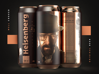 Heisenberg Beer Concept beer branding breaking bad can dark packaging render walter white