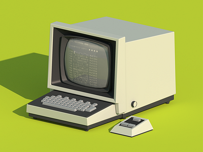 Retro PC 3dsmax computer green low poly art lowpoly ortographic pc photoshop retro vray