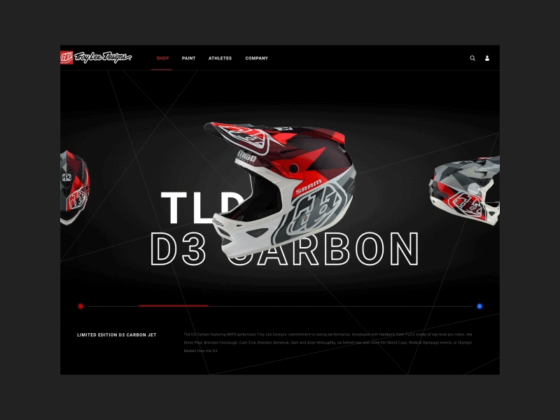 Troy Lee Designs - Image slider DailyUI adobexd animation d3 dailyui downhill header helmet slider troyleedesigns webdesign