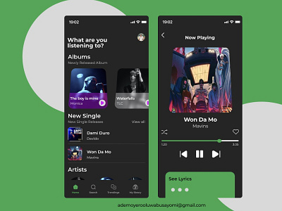 Music app ui