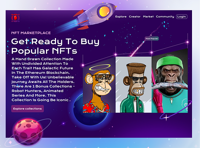 NFT Marketplace Website | Xspace app design figjam figma illustration marketplace nft nftmarketplace nftweb photoshop ui uiux ux website