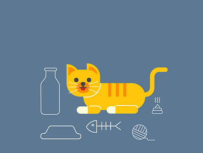 Cat essential animals branding cat cute design illustration logo pet vector
