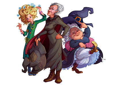 Witches of Discworld characters vector witch