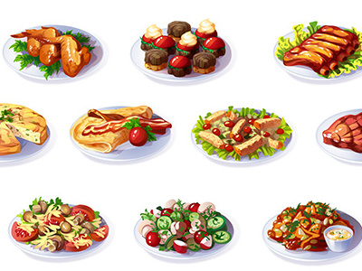 Food game art icons vector vector art vector icons