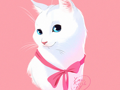 White cat cartoon cat character character design illustration