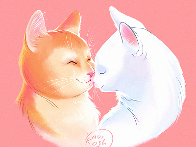 Cats in love cartoon cat character character design illustration